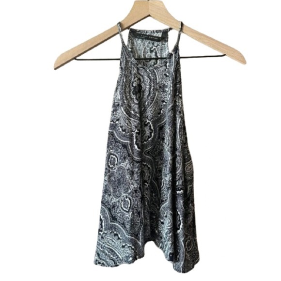 Women's XS Zara Women Paisley Halter Crop Black White Pattern Flowy - Picture 1 of 9